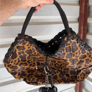 Leopard Print Women's Bag with Black Accents